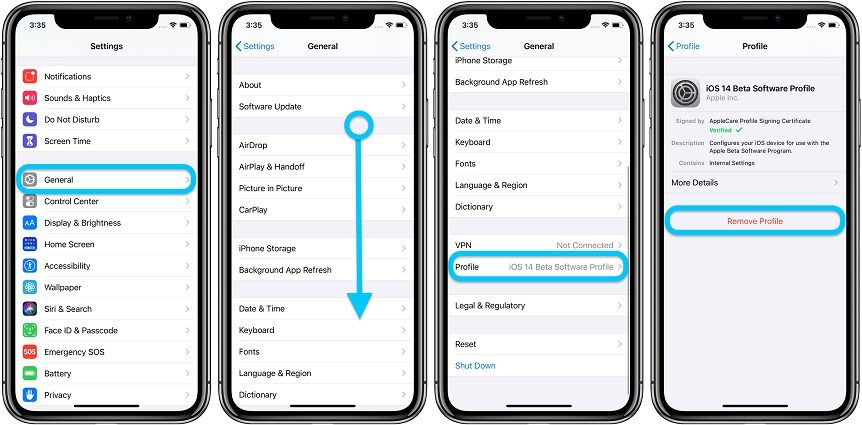 удалить профиль