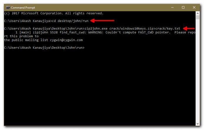 взломать пароль к zip c cmd john